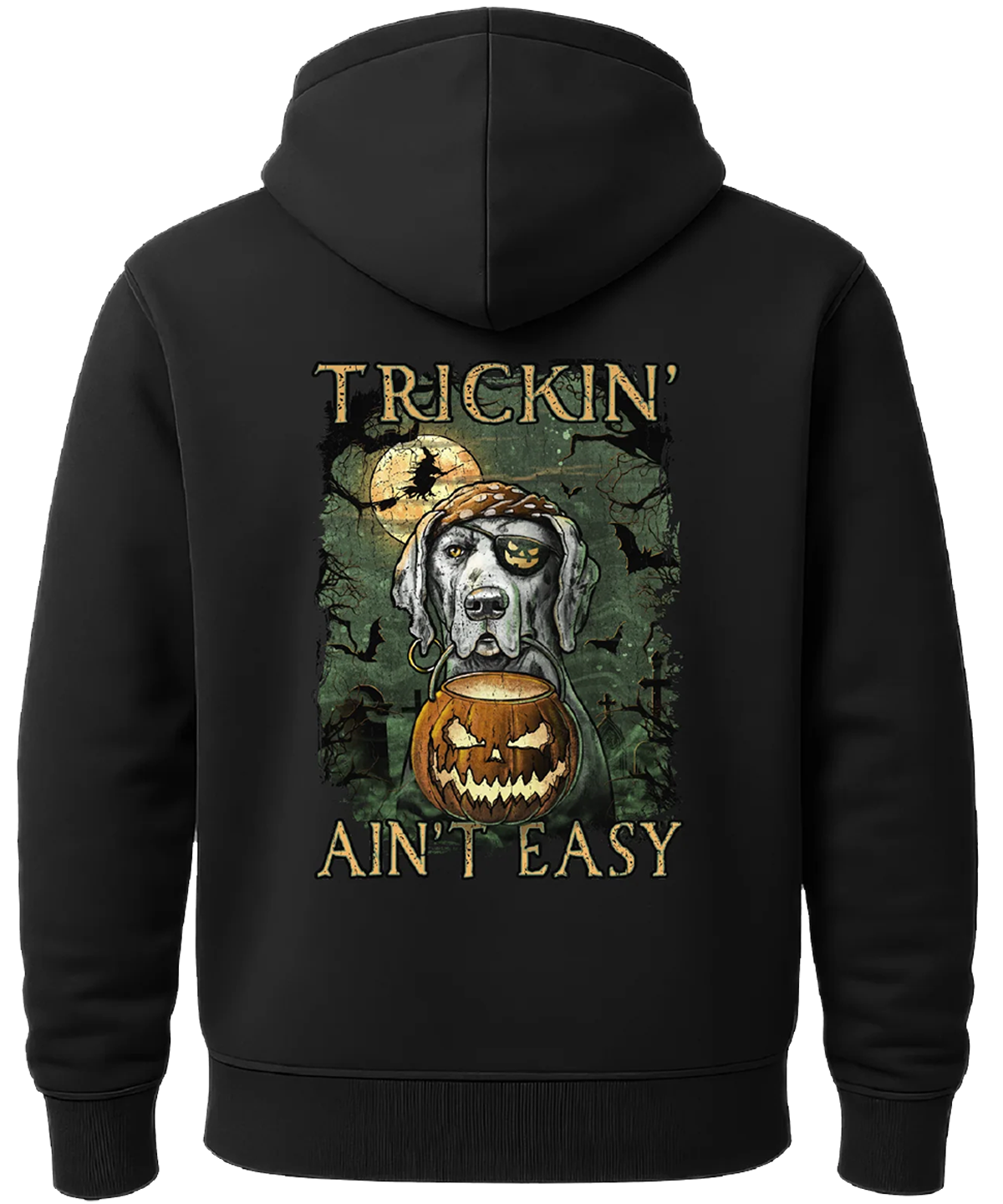 Trickin Ain't Easy Halloween Trick or Treat Glow In The Dark Hooded Sweatshirt