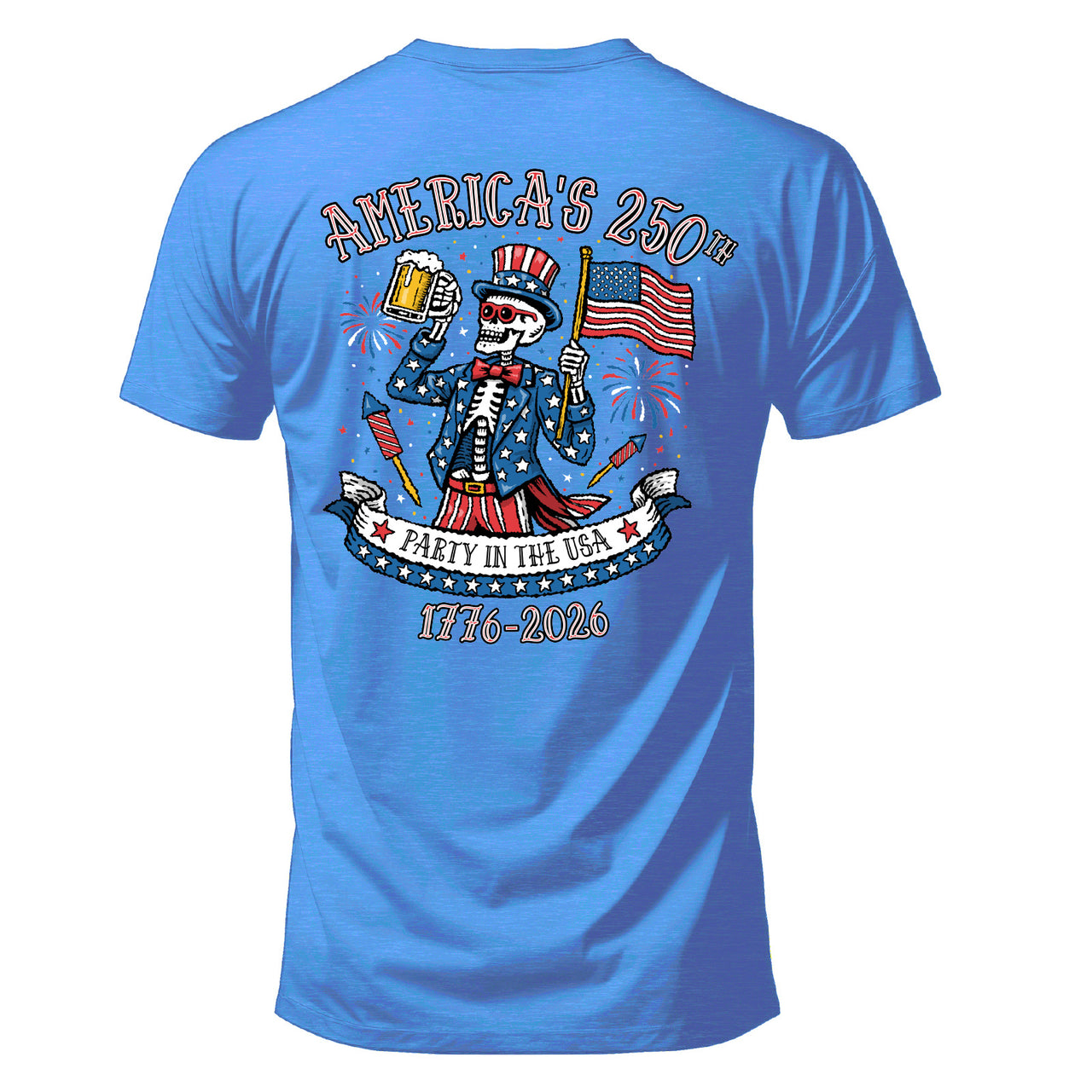 Salty Bones America's 250th Party in the USA 1776-2026 Patriotic USA Flag T-Shirt