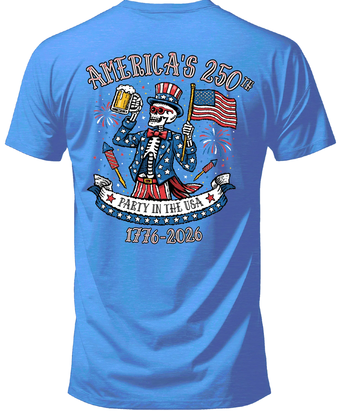 Salty Bones America's 250th Party in the USA 1776-2026 Patriotic USA Flag T-Shirt