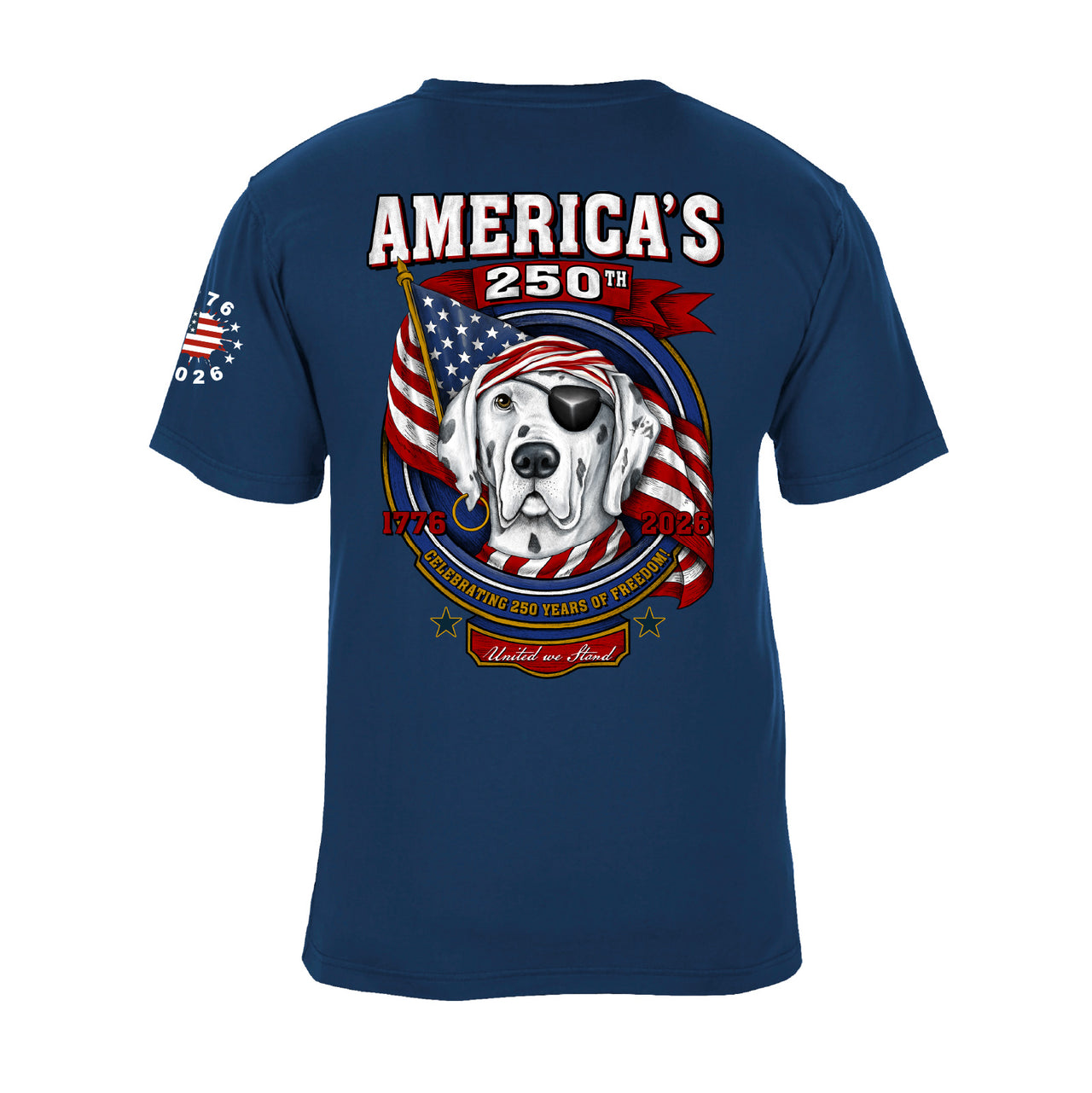 America’s 250th Anniversary Freedom Badge Patriotic T-Shirt - Navy