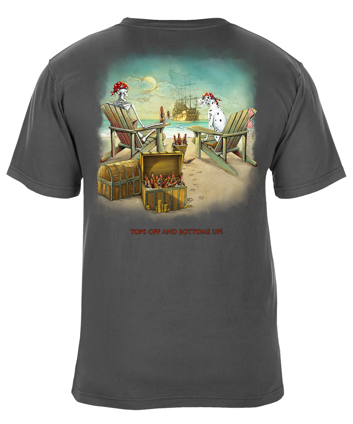 Tops Off Bottoms Up Pirate Beach Party Graphic T-Shirt - Available in 3 Colors