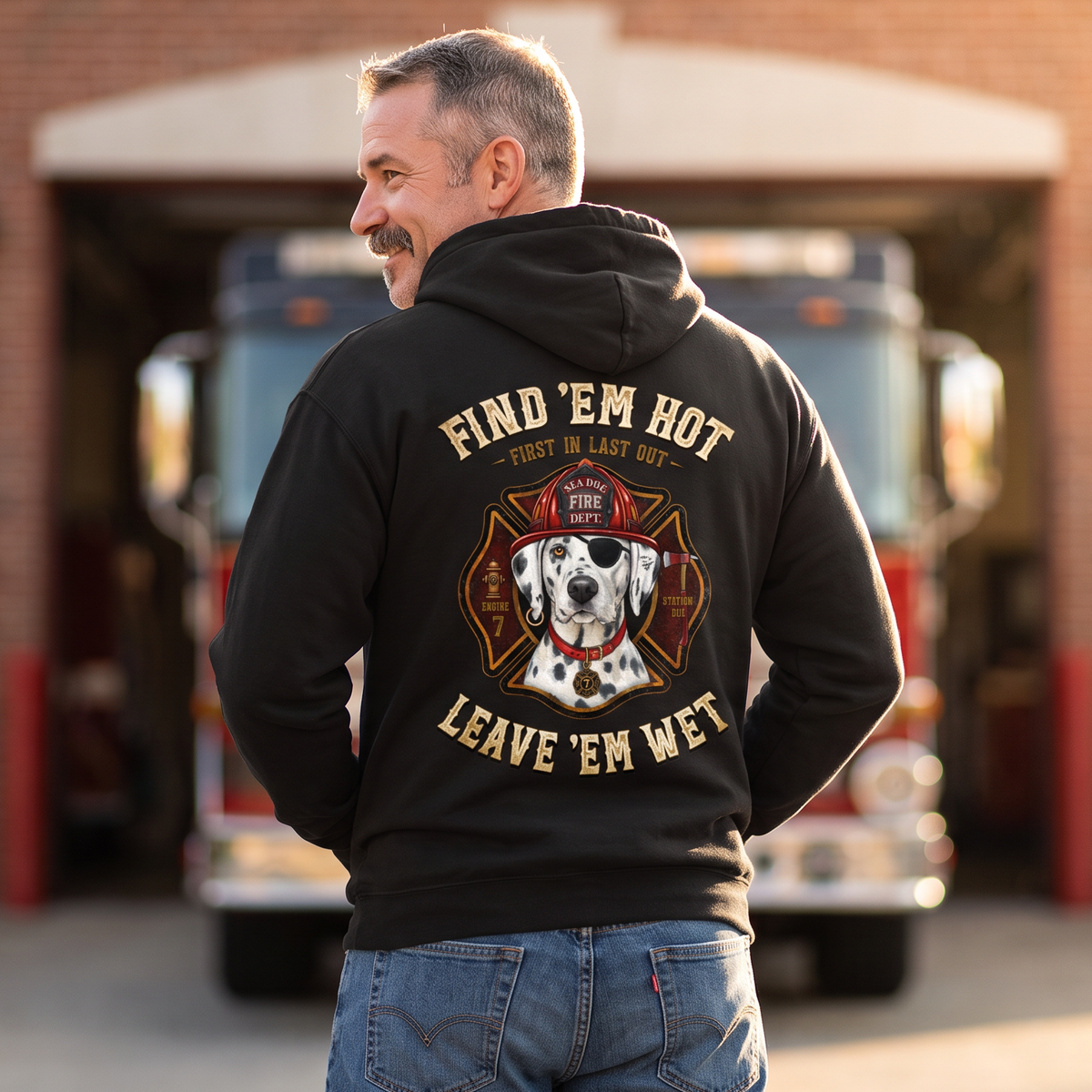 Find EM Hot Leave EM Wet Firefighter Hooded Sweatshirt