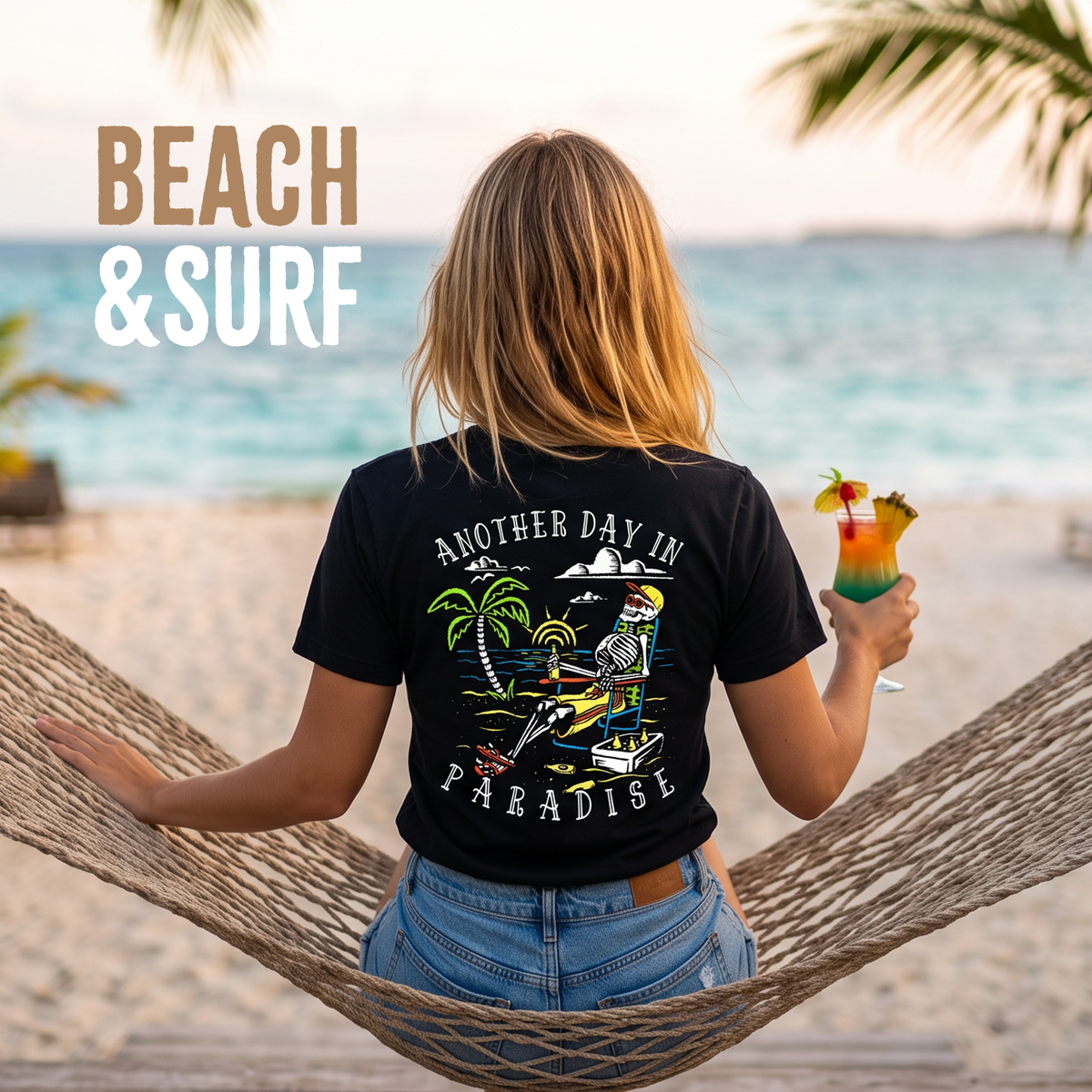 Salty Bones Another Day in Paradise UPF 50 Sun Protection Short Sleeve T-Shirt