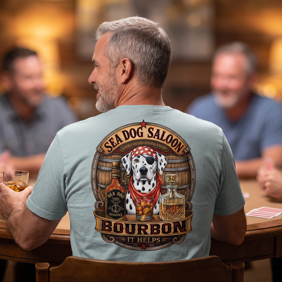 Bourbon It Helps Whiskey Saloon Graphic T-Shirt