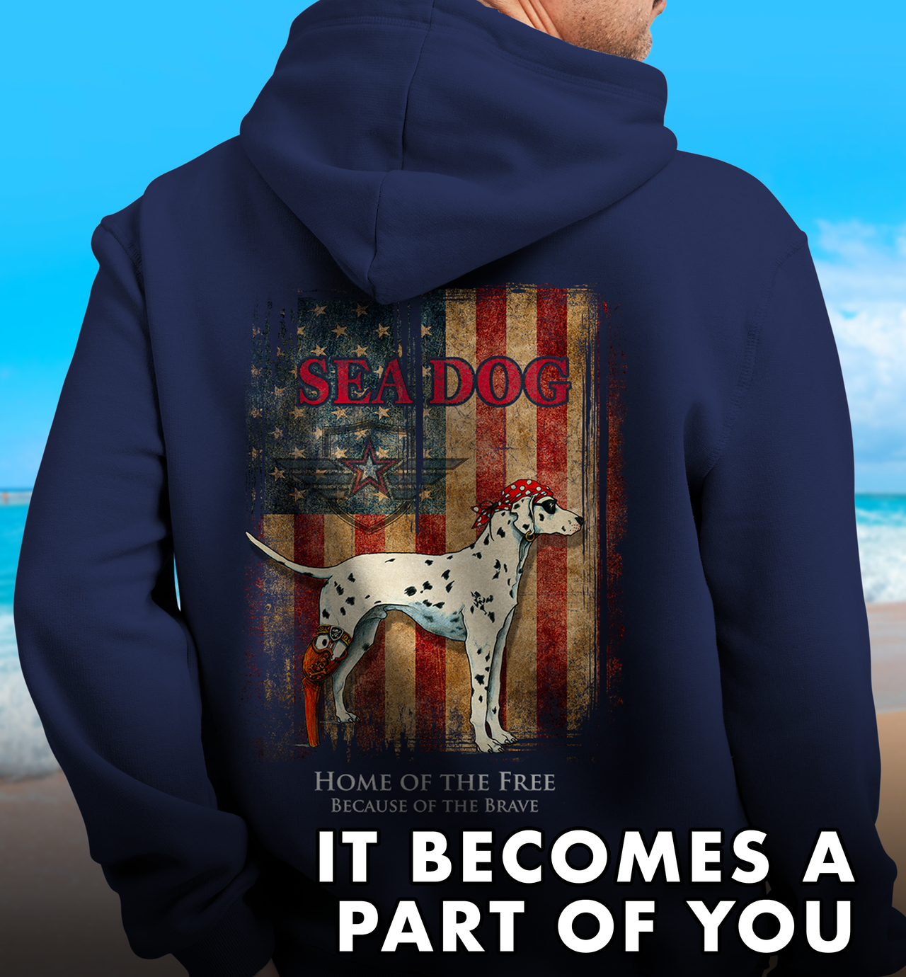 Home of the Free Patriotic US Flag Hooded Sweatshirt