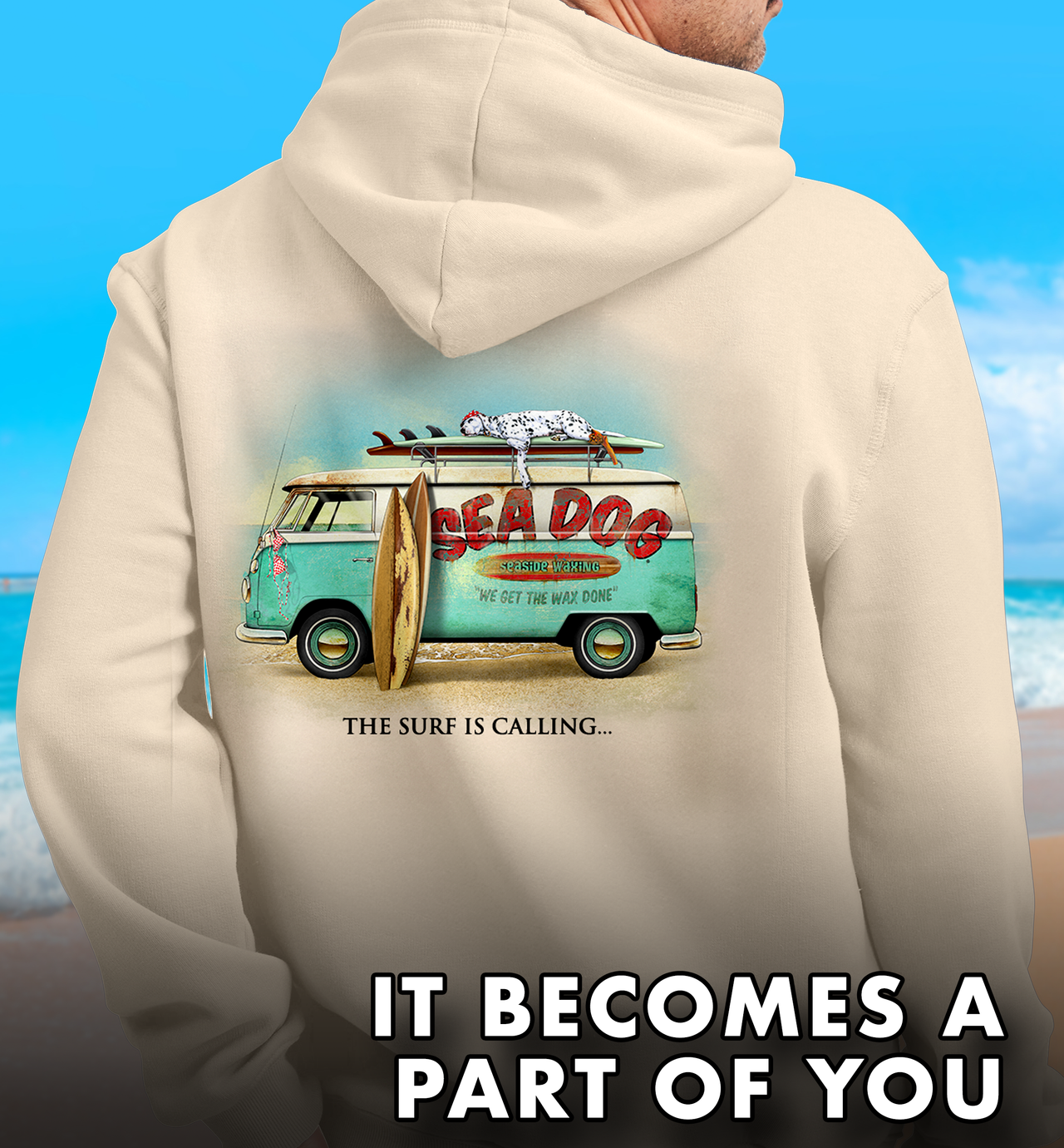 Wax Van Surf is Calling Coastal Hooded Sweatshirt