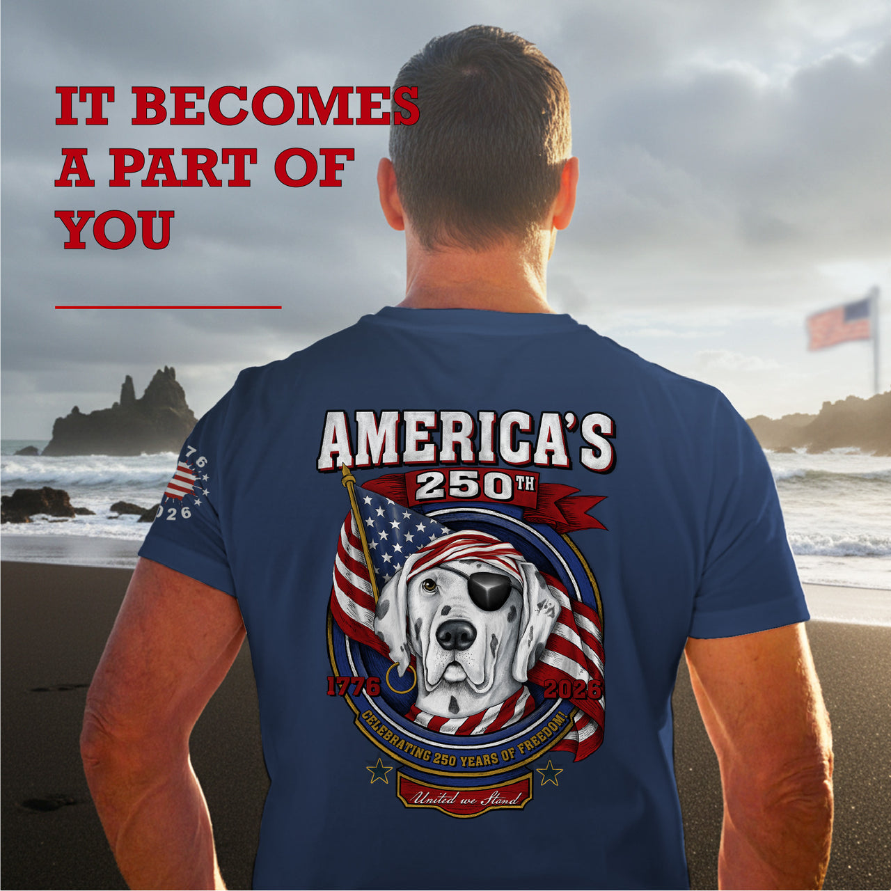 America’s 250th Anniversary Freedom Badge Patriotic T-Shirt - Navy