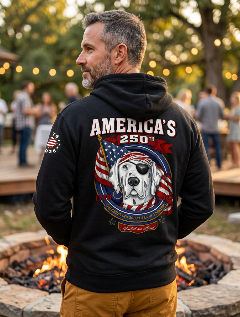 America's 250th Anniversary Patriotic Freedom Badge Hoodie