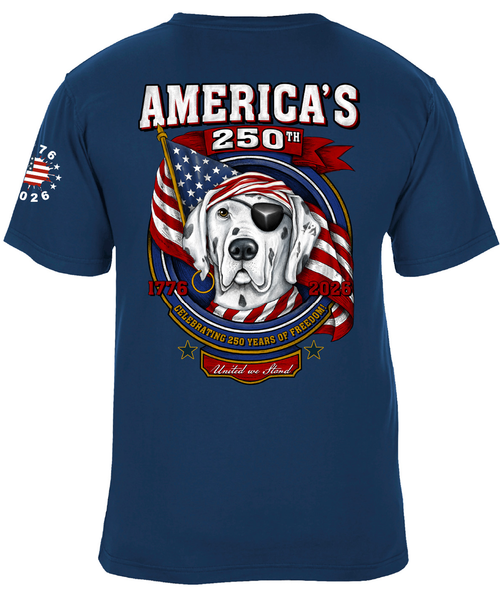 America's 250th Anniversary Freedom Badge Patriotic T-Shirt - Navy