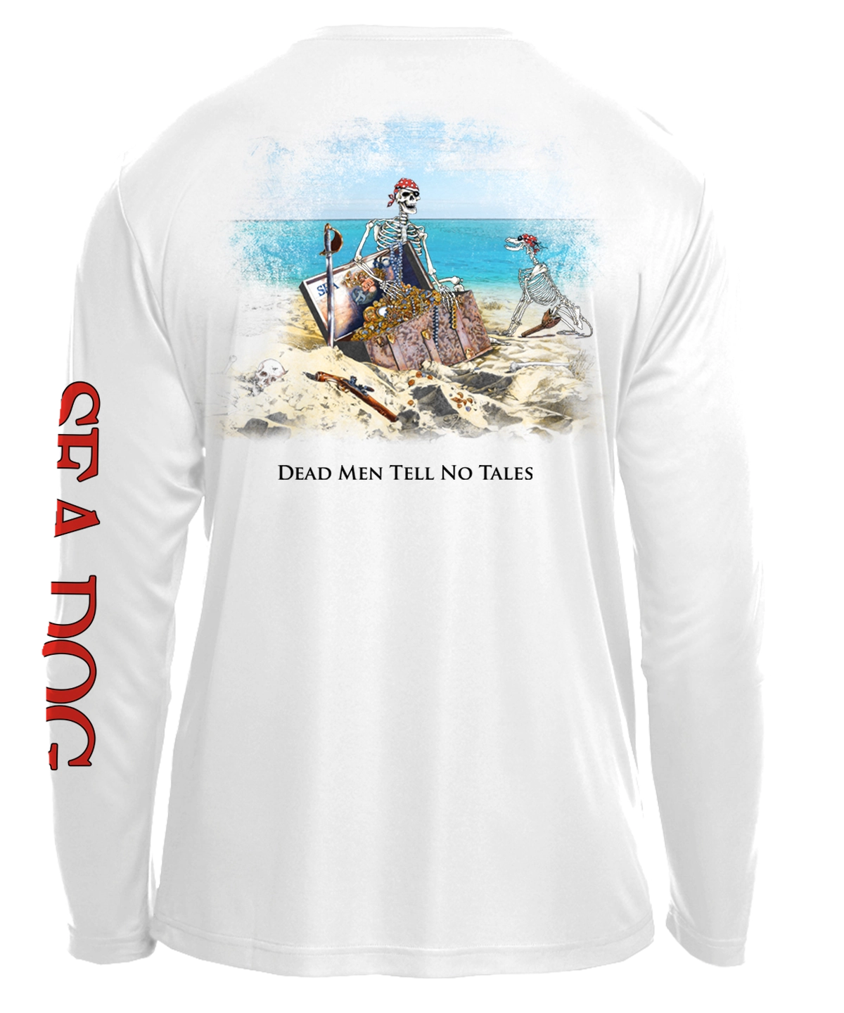 Sea Dog Pirate Treasure Dead Men Tell No Tales UPF 50 Long Sleeve Shirt -  Available in 7 Colors