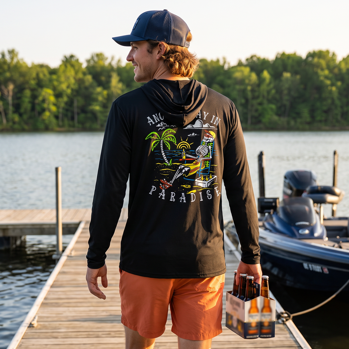 Salty Bones Another Day in Paradise UPF 50 Sun Protection Hooded Long Sleeve Shirt