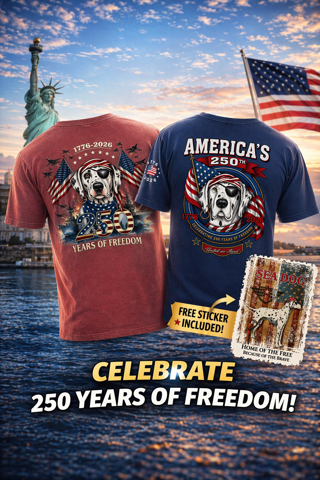 Celebration Freedom Bundle – Buy 2 T-Shirt & Unlock Free Shipping + Free Sticker at Checkout