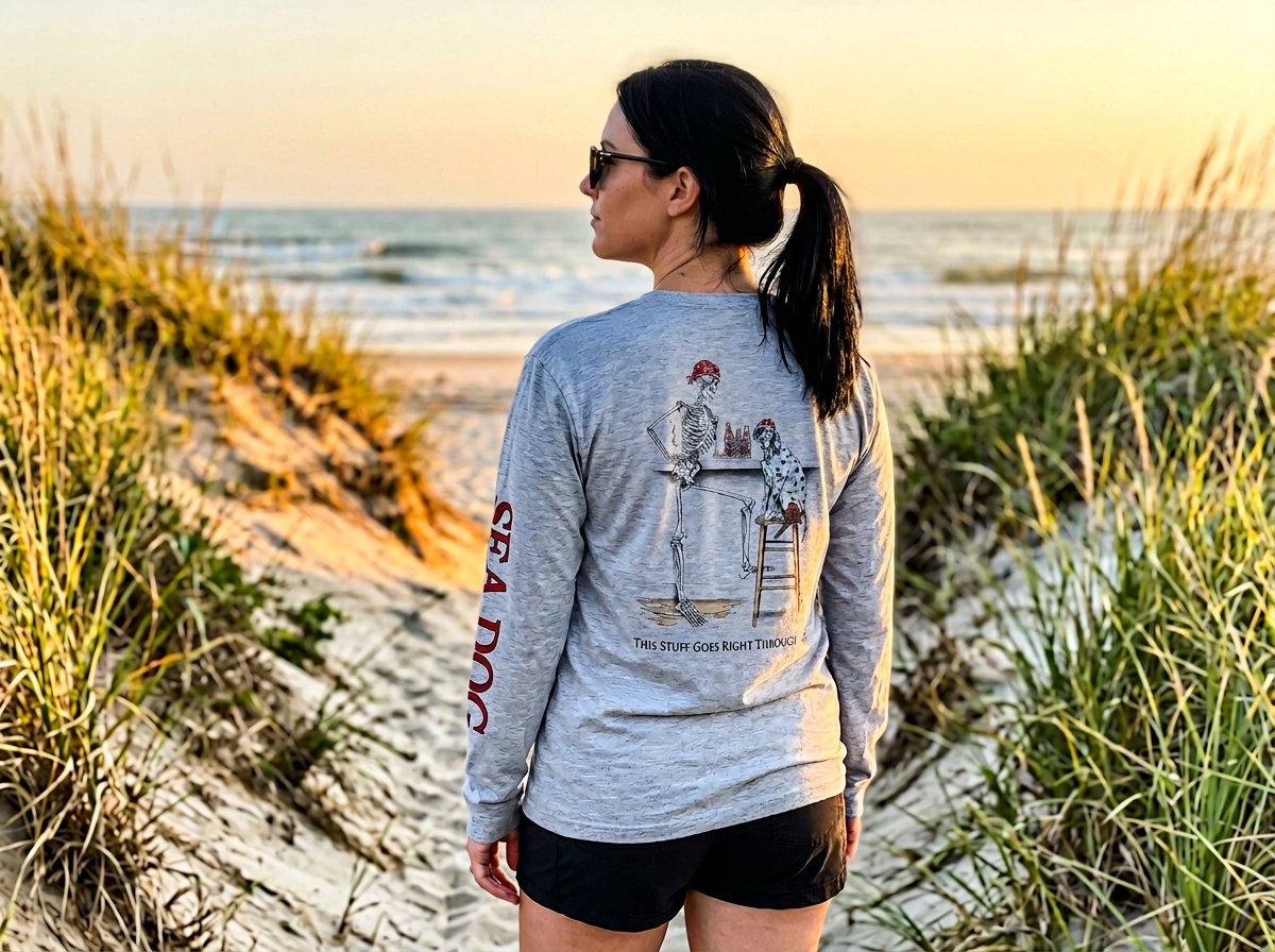 Bones Drinker Skeleton and Dog UPF 50 Long Sleeve Shirt -  Available in 7 Colors