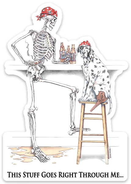 Bones Drinker Pirate Bar Vinyl Sticker