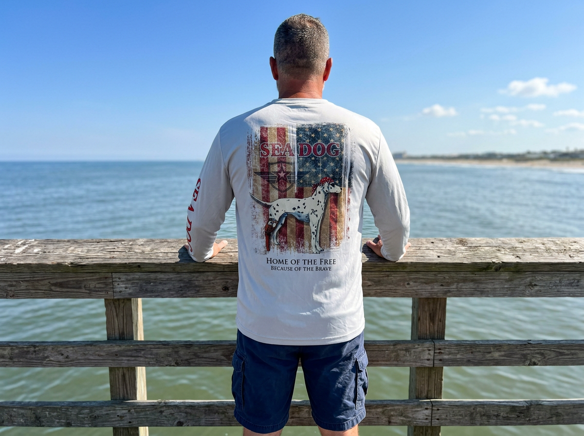 Home of the Free Patriotic US Flag UPF 50 Long Sleeve Shirt - Available in 7 Colors