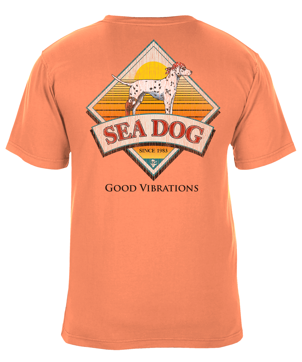 Good Vibrations Retro Sunset Badge Graphic T-Shirt,