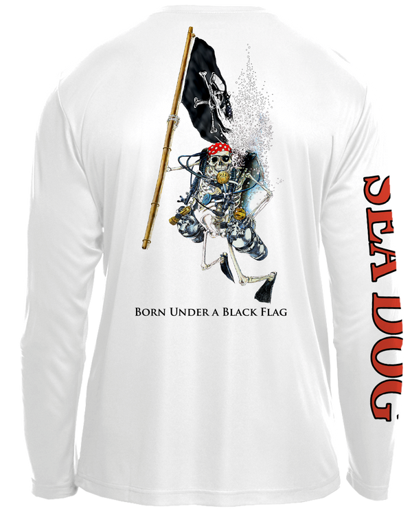 Skeleton Holding Pirate Flag - UPF 50 Long Sleeve Shirt