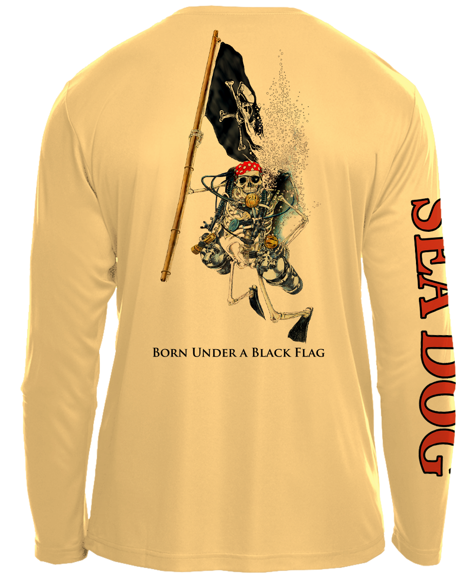 Skeleton Holding Pirate Flag - UPF 40 Long Sleeve Shirt