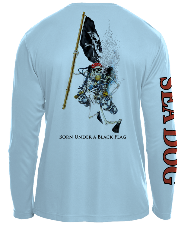 Skeleton Holding Pirate Flag - UPF 50 Long Sleeve Shirt